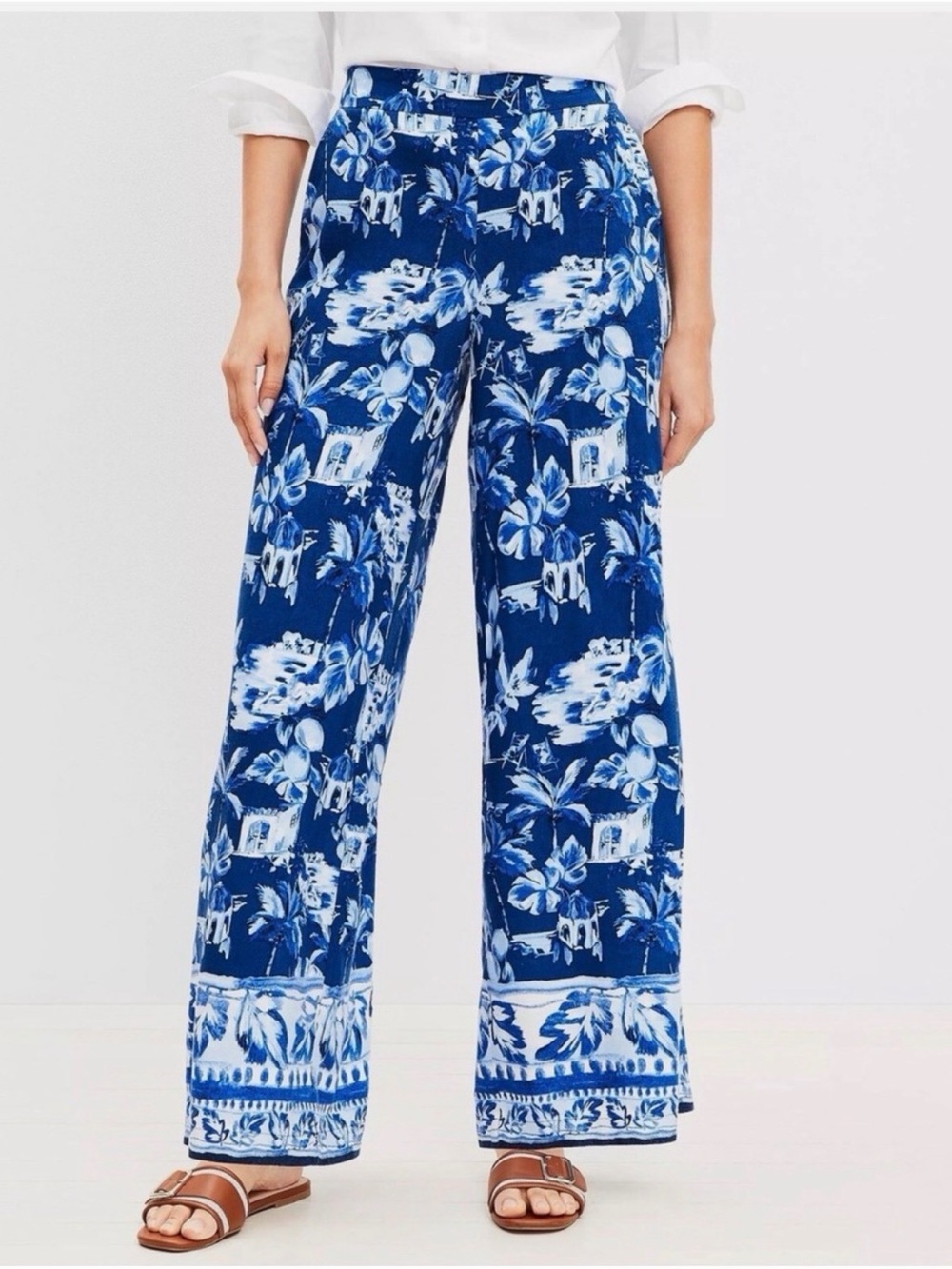 Ann Taylor Loft Wide Leg Linen Pants